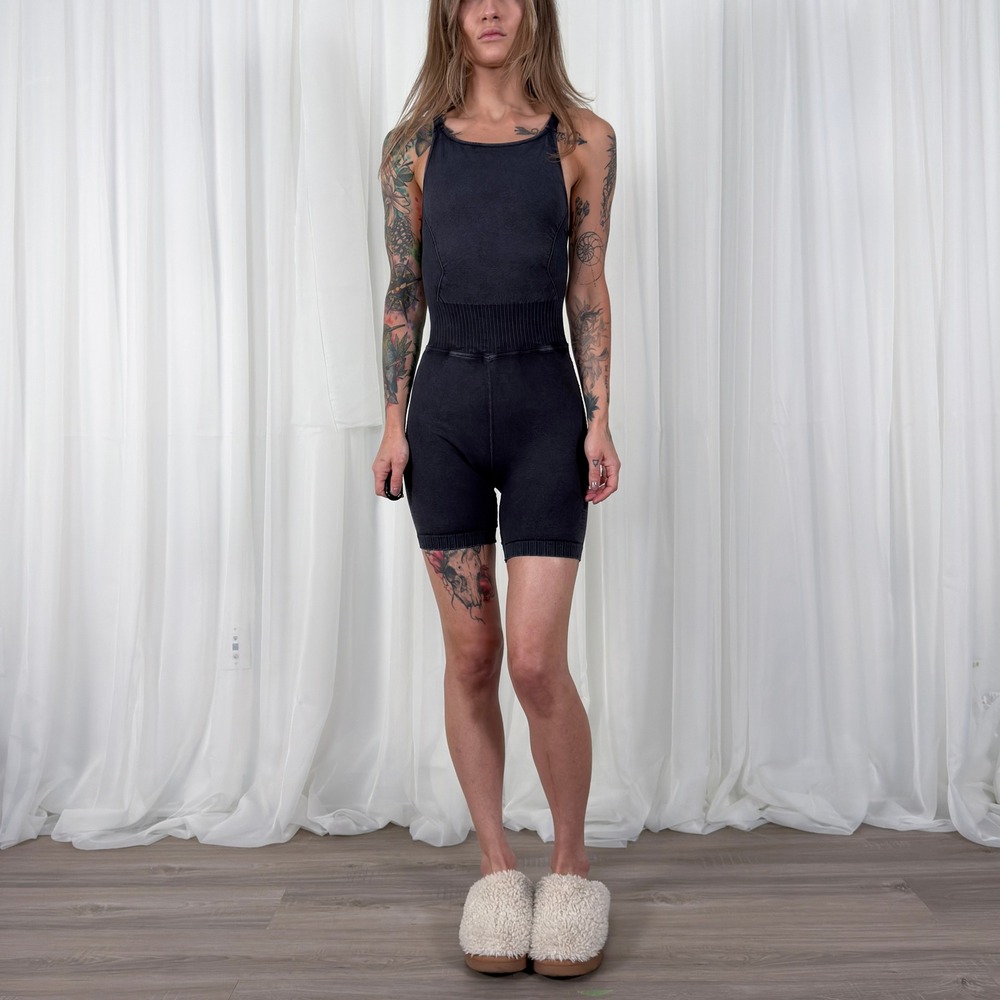 Free People Movement Activewear Romper Bodysuit Small Grey